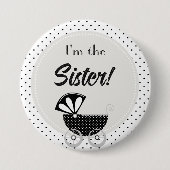 Aangepaste baby shower feest Ik ben de zus knop Ronde Button 7,6 Cm (Voorkant)