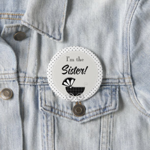 Aangepaste baby shower feest Ik ben de zus knop Ronde Button 7,6 Cm