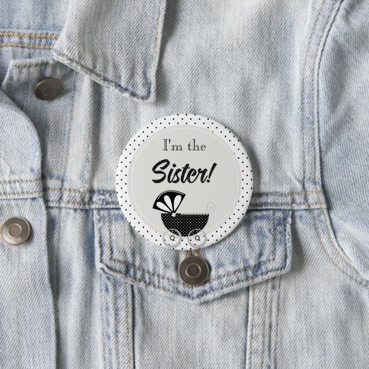 Aangepaste baby shower feest Ik ben de zus knop Ronde Button 7,6 Cm (In situ)