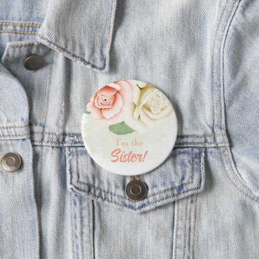 Aangepaste baby shower feest Ik ben de zus knop Ronde Button 7,6 Cm (In situ)