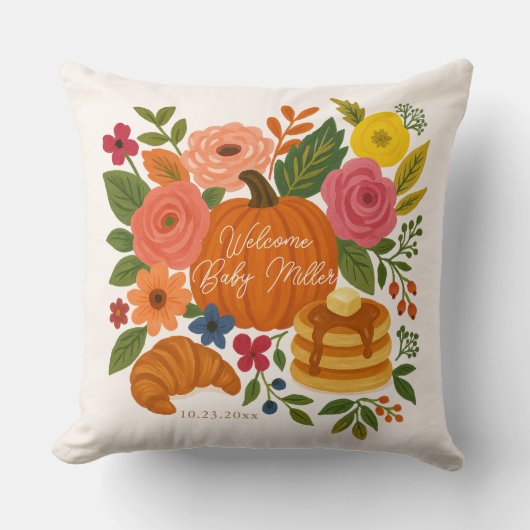 Aangepaste baby shower kussen - Kleine Pompoen Bab (Voorkant)