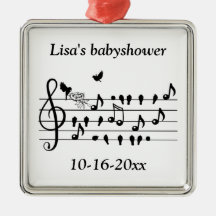 Aangepaste baby shower muziek vogel noten aandenke