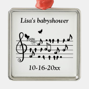 Aangepaste baby shower muziek vogel noten aandenke metalen ornament