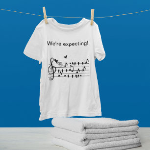 Aangepaste baby shower muziek vogel noten aandenke t-shirt