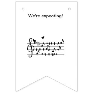 Aangepaste baby shower muziek vogel noten aandenke vlaggetjes