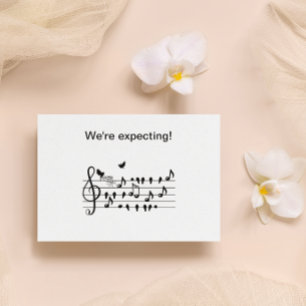 Aangepaste baby shower-muziek vogelnotities aanden kaart