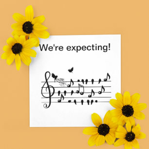 Aangepaste baby shower-muziek vogelnotities aanden kaart