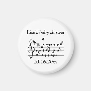 Aangepaste baby shower-muziek vogelnotities aanden magneet