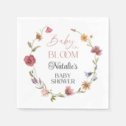 Aangepaste Baby shower papier servetten Wildflower (Voorkant)