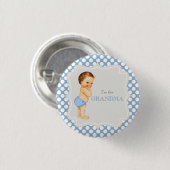 Aangepaste Baby shower Party Blue Grandma Button (Voorkant /achterkant)