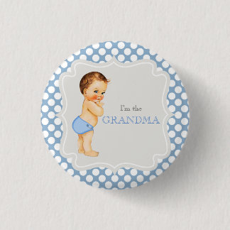 Aangepaste Baby shower Party Blue Grandma Button