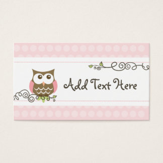 Aangepaste baby shower uil label visitekaartjes
