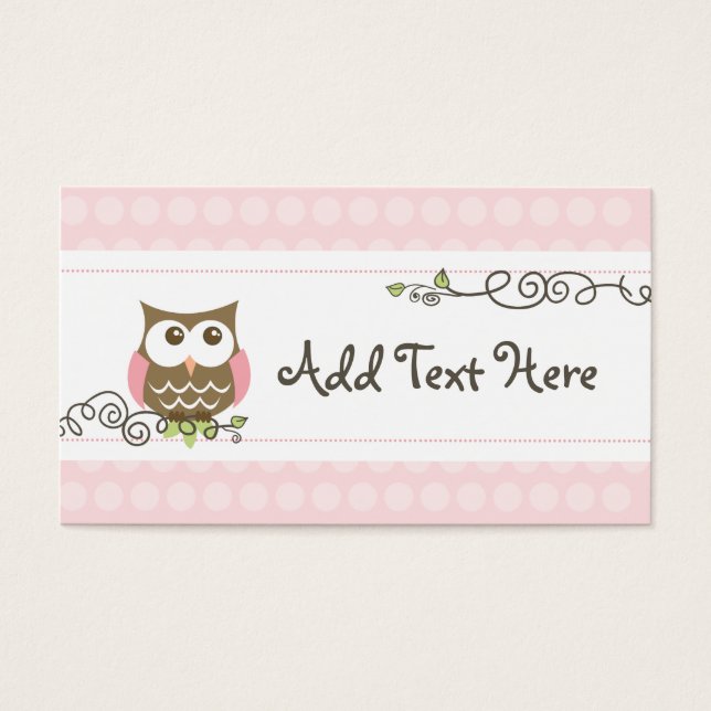 Aangepaste baby shower uil label visitekaartjes (Voorkant)