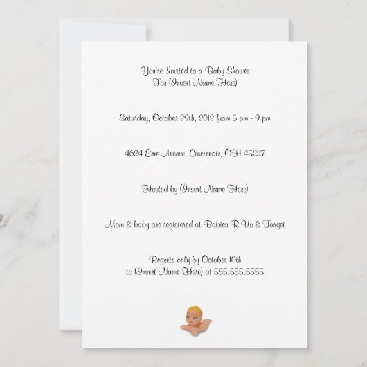 Aangepaste Baby shower-uitnodiging voor peuter of  Kaart (Achterkant)