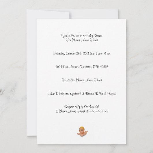 Aangepaste Baby shower-uitnodiging voor peuter of  Kaart (Achterkant)