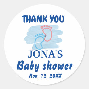 Aangepaste Baby shower voetafdruk Dank u Stickers