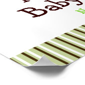 Aangepaste Baby shower voor groene stip Poster (Hoek)