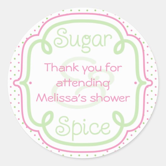 Aangepaste Baby shower voor suiker en specerijen Ronde Sticker (Voorkant)