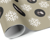 Aangepaste Baby Sonogram Gold Snowflake Holiday Cadeaupapier (Rol Hoek)