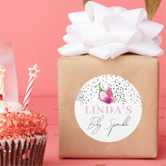 Aangepaste Baby Sprinkle Dragon Fruit Pitaya Ronde Sticker (Feest)