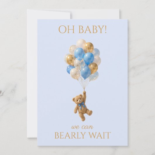 Aangepaste baby teddybeer babyshower kaart (Voorkant)