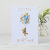 Aangepaste baby teddybeer babyshower kaart (Staand voorkant)