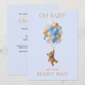 Aangepaste baby teddybeer babyshower kaart (Voorkant / Achterkant)