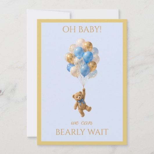 Aangepaste baby teddybeer babyshower kaart (Voorkant)