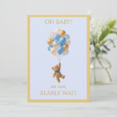Aangepaste baby teddybeer babyshower kaart (Staand voorkant)