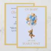 Aangepaste baby teddybeer babyshower kaart (Voorkant / Achterkant)