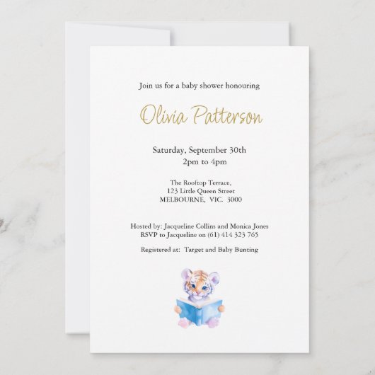 Aangepaste Baby Tijger met bloemetjes Baby shower Kaart (Achterkant)