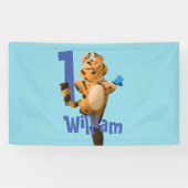 Aangepaste baby tijger ruit eerste verjaardag vlag spandoek (Horizontaal)