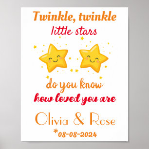 Aangepaste Baby Twins Kinderkamer Decor, Sterren,  Poster