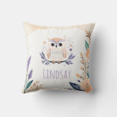 Aangepaste Baby Uil Kussen Boho Floral Design - (Achterkant)
