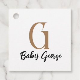 Aangepaste Baby Unisex-monogramnaam Minimal Bedankjes Labels