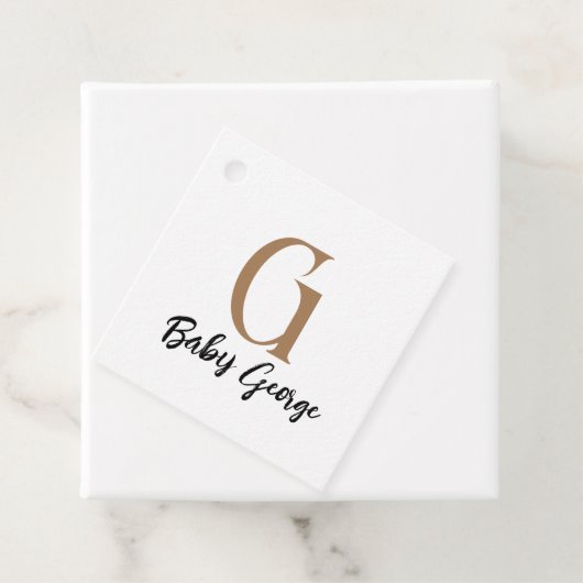 Aangepaste Baby Unisex-monogramnaam Minimal Bedankjes Labels (In situ)