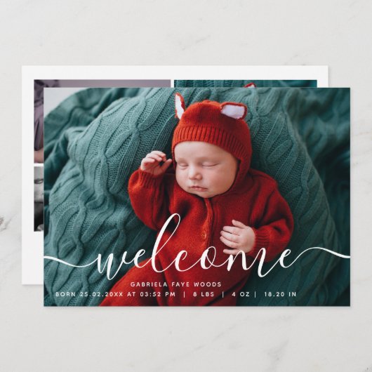 Aangepaste Baby voor het welkomstscript voor fotob Aankondiging (Voorkant / Achterkant)