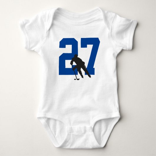 Aangepaste Baby voor Hockey Player Number Romper (Voorkant)