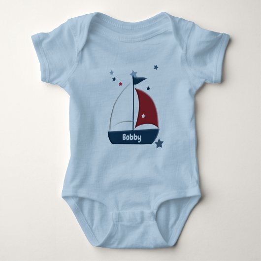 Aangepaste Baby voor klassieke zeilboot Romper (Voorkant)
