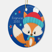 Aangepaste Baby Woodlands Fox Kerstmis Keramisch Ornament (Links)