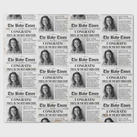 Aangepaste Baby Zwangerschap Onthullen Krant Gift  Cadeaupapier (Vlak)