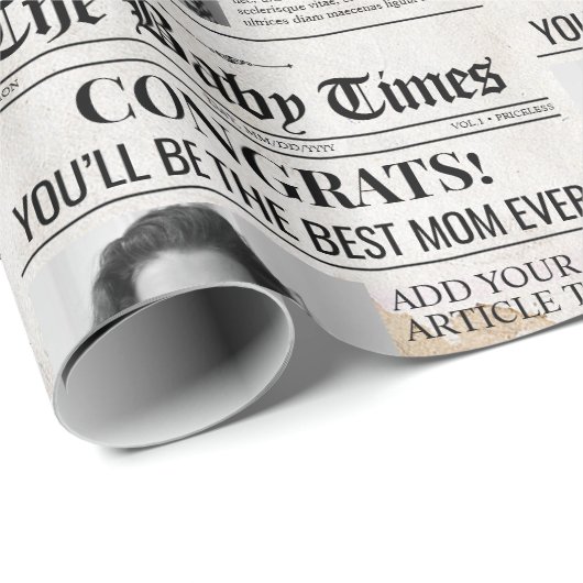Aangepaste Baby Zwangerschap Onthullen Krant Gift  Cadeaupapier (Rol Hoek)