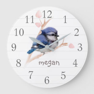 Aangepaste babyblauwe jay-ursery wandklok