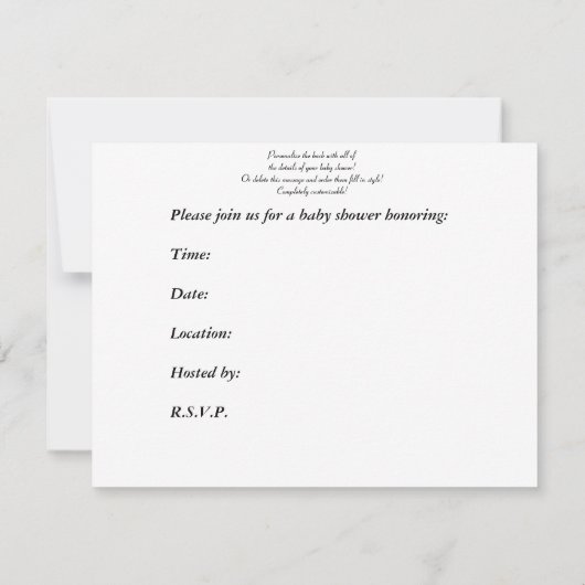 Aangepaste babydouche-Baby Kaart (Achterkant)