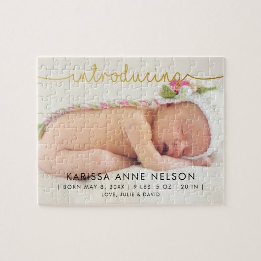 Aangepaste babyfoto als aandenken bij geboorteaank legpuzzel (Horizontaal)