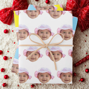 Aangepaste babyfoto, babyfoto gezicht inpakpapier vel