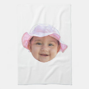 Aangepaste babyfoto, babygezichtsfoto theedoek