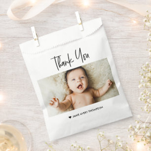 Aangepaste babyfoto dank je wel favor zakjes moder