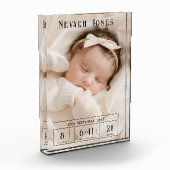 Aangepaste babyfoto geboorte statistieken fotoblok (Links)