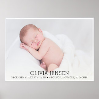 Aangepaste babyfoto geboorte statistieken plaquett poster